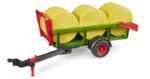 Remorque de transport de paille avec 3 bottes rondes