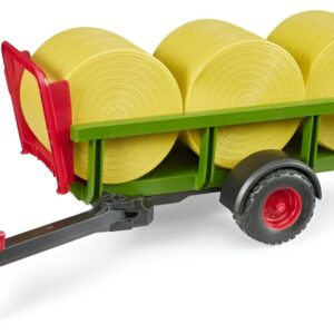 Remorque de transport de paille avec 3 bottes rondes